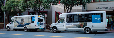 UCSF Campus shuttles parked at campus